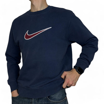 Nike Swoosh Sweatshirt Navy Red - vintageconcierge