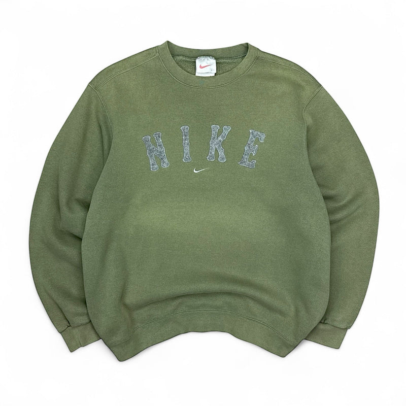 Nike Vintage 1998 Spellout Sweater Dunkelgrün - vintageconcierge