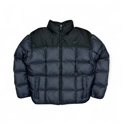 Nike Vintage 90s rare Center - Swoosh Down Pufferjacke Navy - vintageconcierge