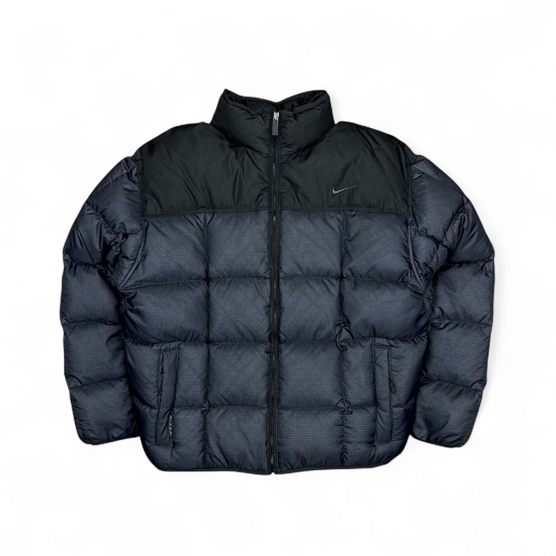 Nike Vintage 90s rare Center - Swoosh Down Pufferjacke Navy - vintageconcierge