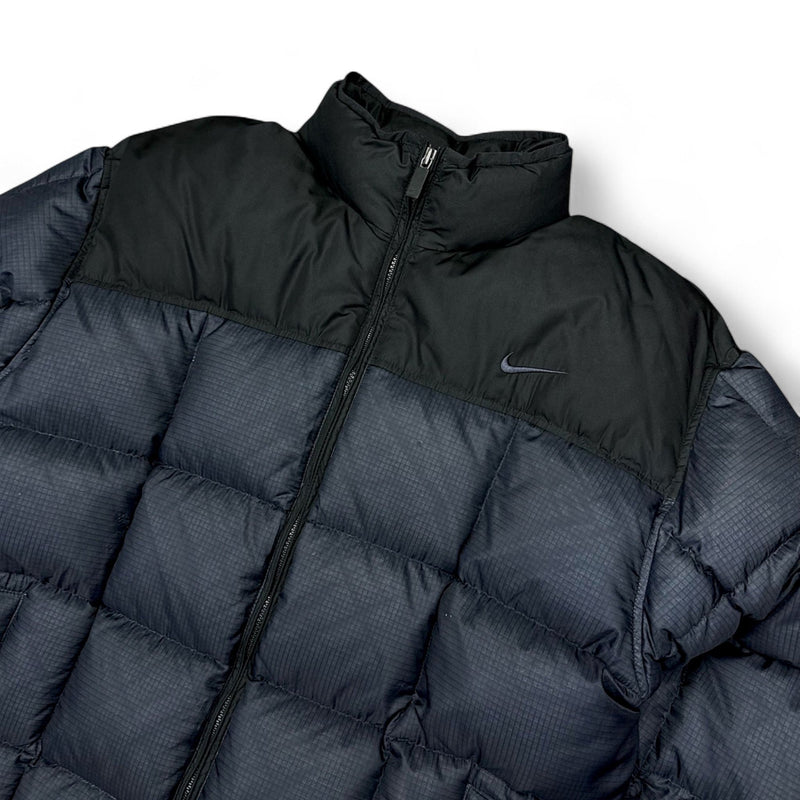 Nike Vintage 90s rare Center - Swoosh Down Pufferjacke Navy - vintageconcierge