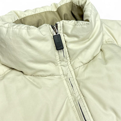 Nike Vintage 90s Rare Center - Swoosh Puffer Jacke Beige - vintageconcierge