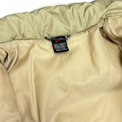 Nike Vintage 90s Rare Center - Swoosh Puffer Jacke Beige - vintageconcierge