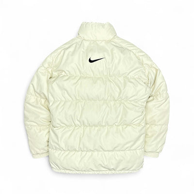 Nike Vintage 90s Rare Center - Swoosh Puffer Jacke Beige - vintageconcierge