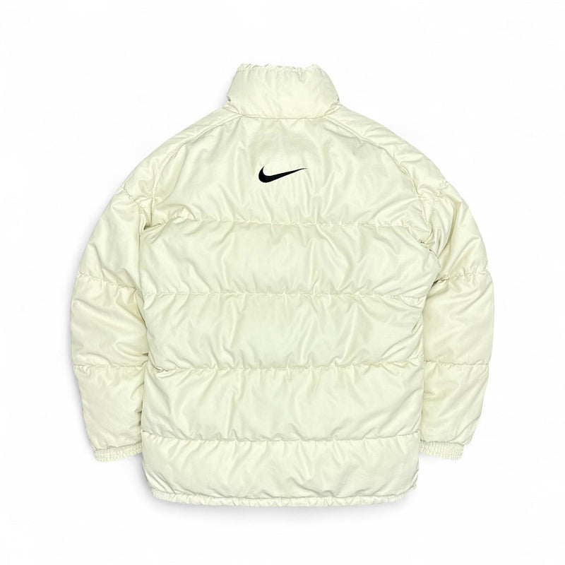 Nike Vintage 90s Rare Center - Swoosh Puffer Jacke Beige - vintageconcierge