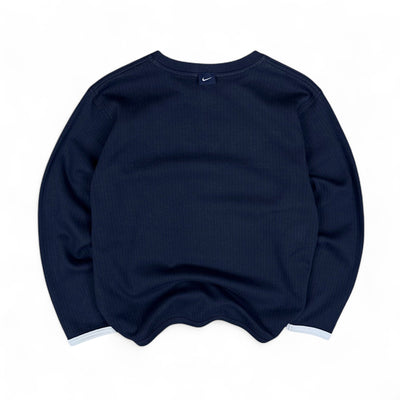 Nike Vintage 90s Rare Spellout Sweater Navy - vintageconcierge