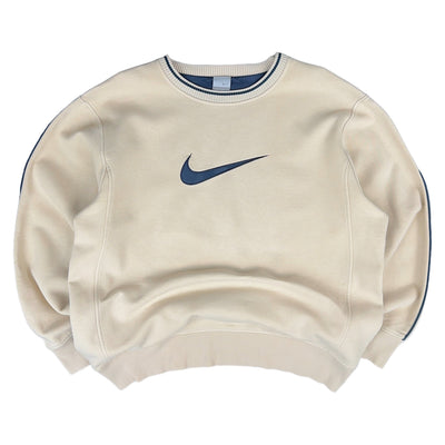 Nike Vintage Y2K Center-Swoosh Sweater Beige - vintageconcierge
