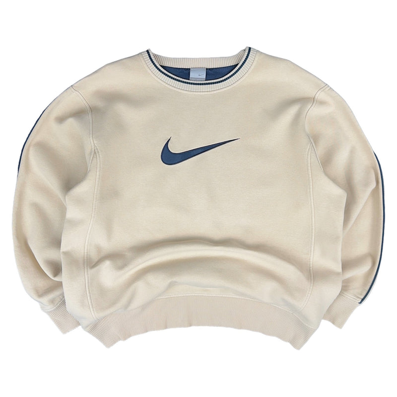 Nike Vintage Y2K Center-Swoosh Sweater Beige - vintageconcierge