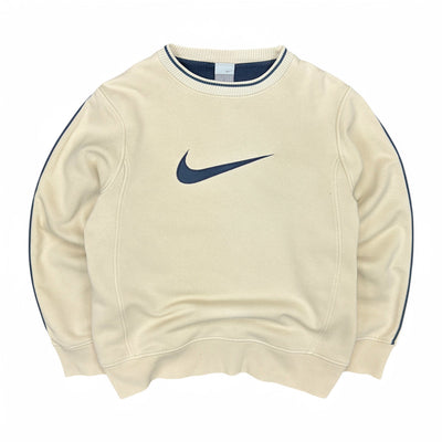 Nike Vintage Y2K Center - Swoosh Sweater Beige Navy - vintageconcierge