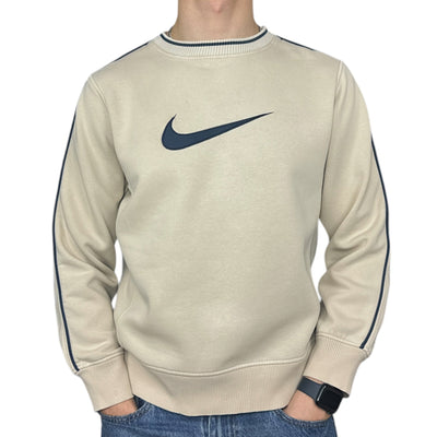 Nike Vintage Y2K Center - Swoosh Sweater Beige Navy - vintageconcierge