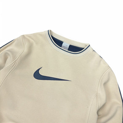 Nike Vintage Y2K Center - Swoosh Sweater Beige Navy - vintageconcierge