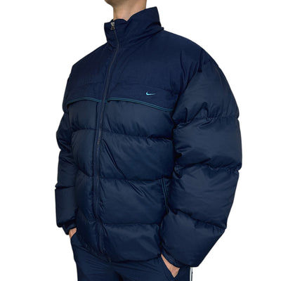 Nike Vintage Y2K Down Pufferjacke Navy - vintageconcierge