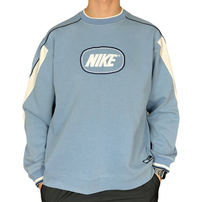 Nike Vintage Y2K Rare BoxLogo Sweater Babyblau Weiß - vintageconcierge