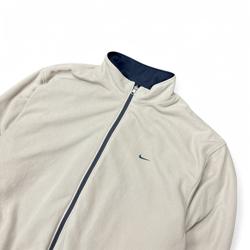 Nike Vintage Y2K Reversible Fleece Trackjacke Navy Beige - vintageconcierge