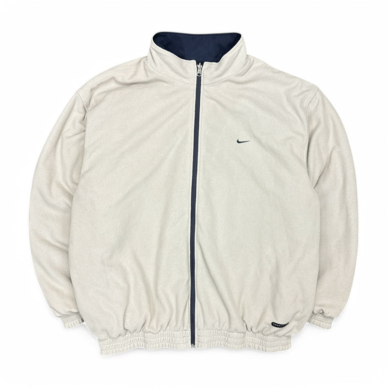 Nike Vintage Y2K Reversible Fleece Trackjacke Navy Beige - vintageconcierge