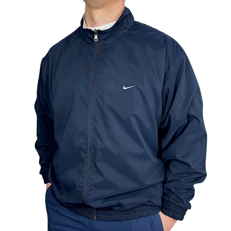 Nike Vintage Y2K Reversible Fleece Trackjacke Navy Beige - vintageconcierge