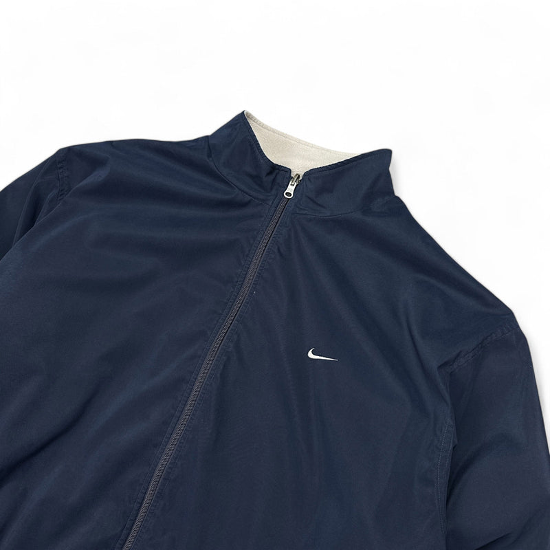 Nike Vintage Y2K Reversible Fleece Trackjacke Navy Beige - vintageconcierge