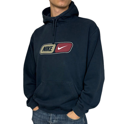 Nike Vintage Y2K Spellout Hoodie Navy - vintageconcierge