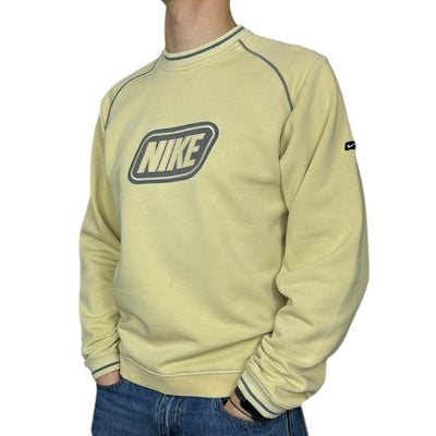 Nike Vintage Y2K Sweater Beige Gelb - vintageconcierge