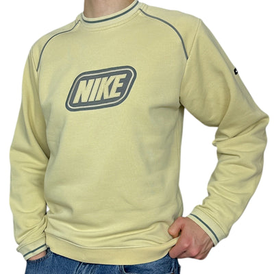 Nike Vintage Y2K Sweater Beige Gelb - vintageconcierge