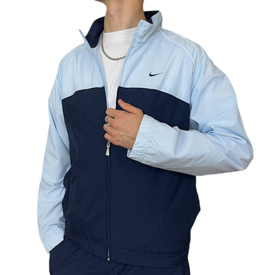 Nike Vintage Y2K Trackjacke BabyBlau Navy - vintageconcierge