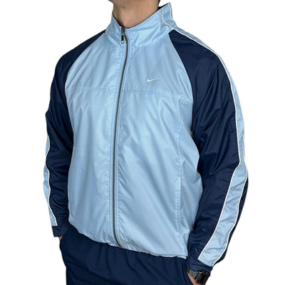 Nike Vintage Y2K Trackjacke BabyBlau Navy - vintageconcierge