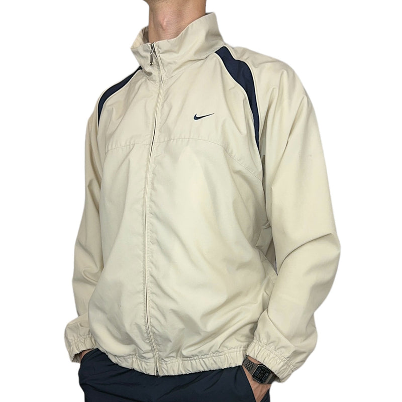 Nike Vintage Y2K Trackjacke Beige Navy - vintageconcierge
