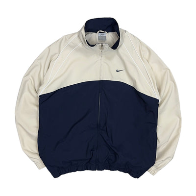 Nike Vintage Y2K Trackjacke Beige Navy - vintageconcierge