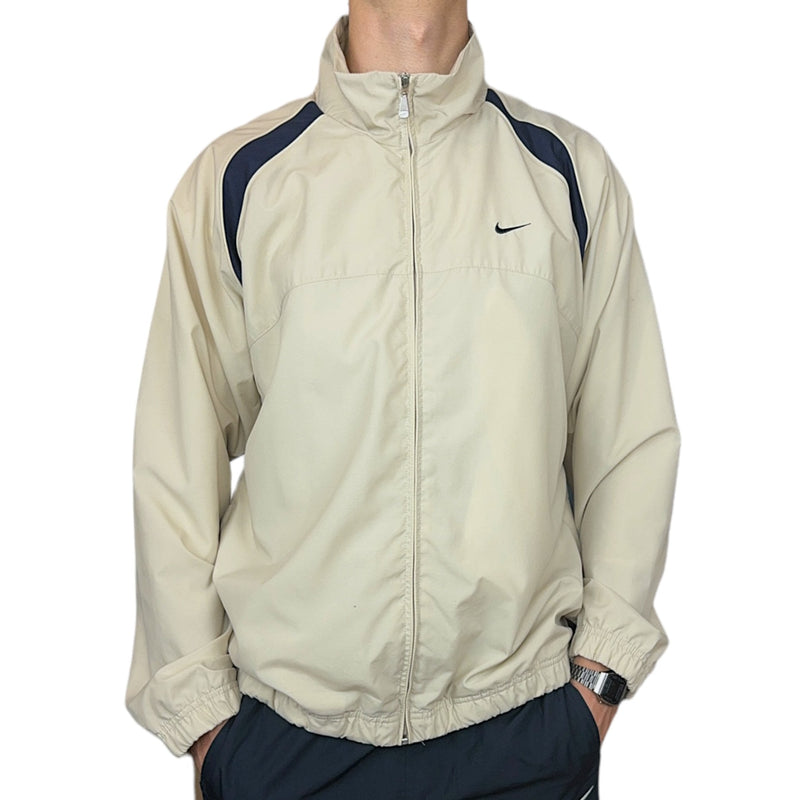 Nike Vintage Y2K Trackjacke Beige Navy - vintageconcierge