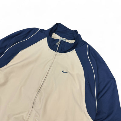 Nike Vintage Y2K Trackjacke Beige Navy - vintageconcierge