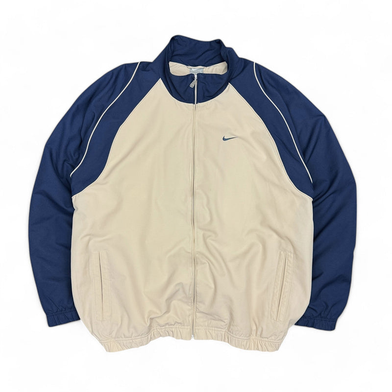 Nike Vintage Y2K Trackjacke Beige Navy - vintageconcierge