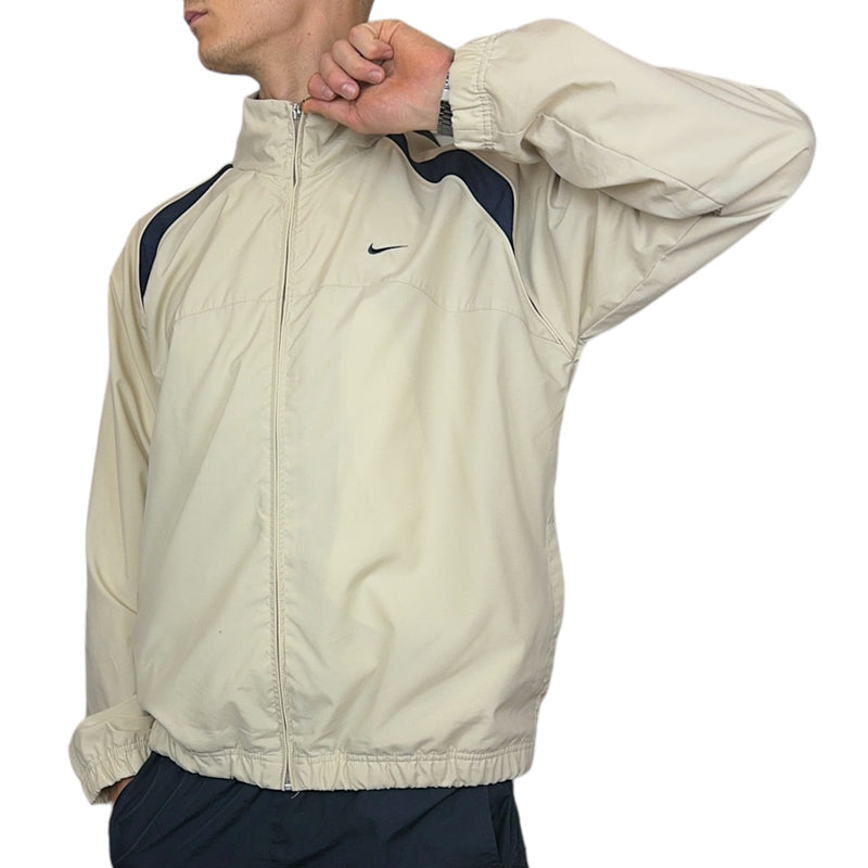 Nike Vintage Y2K Trackjacke Beige Navy - vintageconcierge
