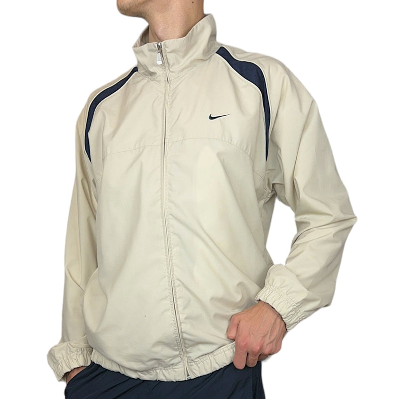 Nike Vintage Y2K Trackjacke Beige Navy - vintageconcierge