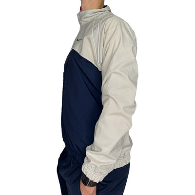 Nike Vintage Y2K Trackjacke Beige Navy - vintageconcierge