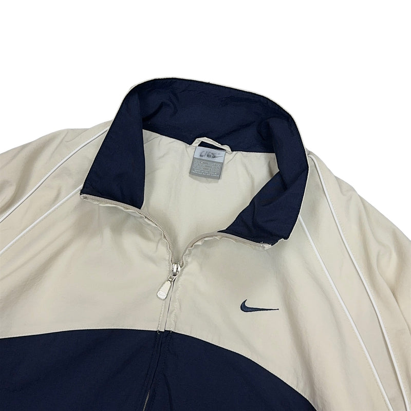 Nike Vintage Y2K Trackjacke Beige Navy - vintageconcierge