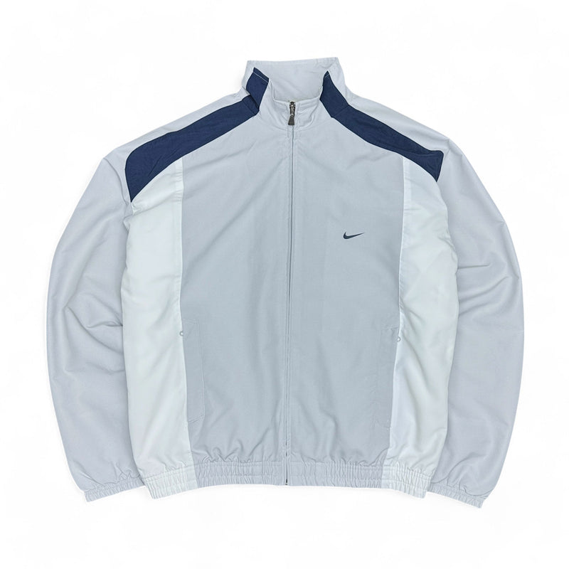 Nike Vintage Y2K Trackjacke Grau Navy Weiß - vintageconcierge