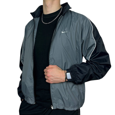 Nike Vintage Y2K Trackjacke Grau Schwarz - vintageconcierge