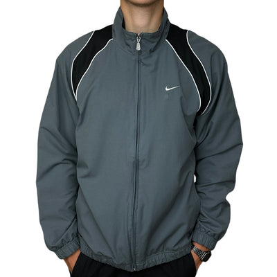 Nike Vintage Y2K Trackjacke Grau Schwarz - vintageconcierge