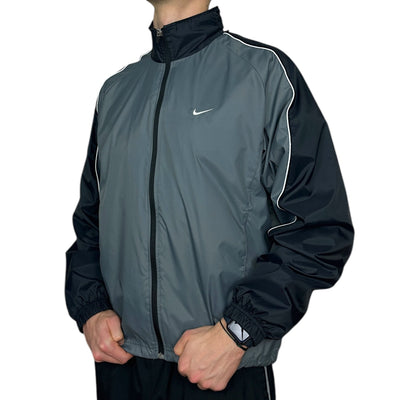 Nike Vintage Y2K Trackjacke Grau Schwarz - vintageconcierge