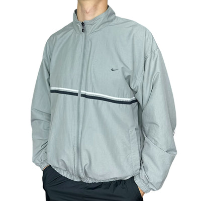 Nike Vintage Y2K Trackjacke Grau Schwarz Weiß - vintageconcierge