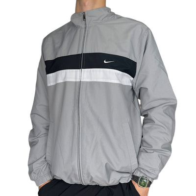 Nike Vintage Y2K Trackjacke Grau Schwarz Weiß - vintageconcierge