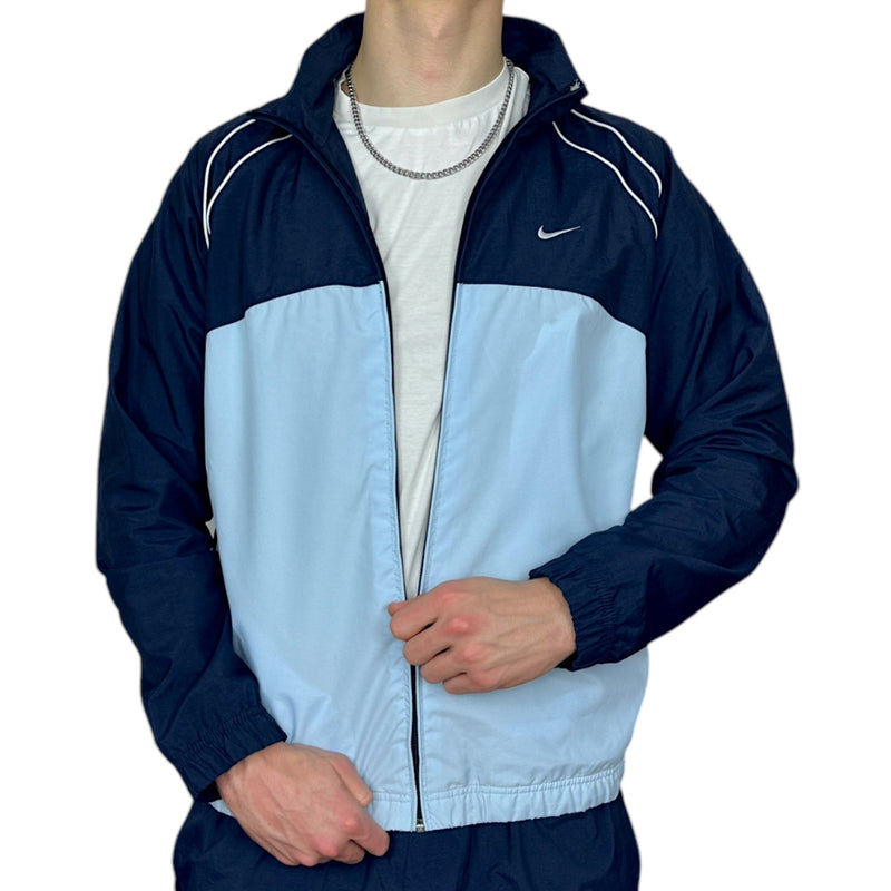 Nike Vintage Y2K Trackjacke Navy BabyBlau - vintageconcierge