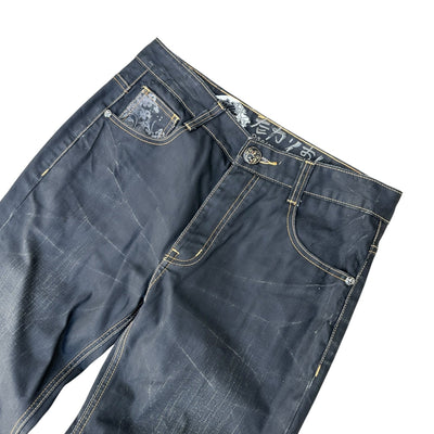 Nippon Blue Printed Waxed Jeans – Japan Denim - vintageconcierge