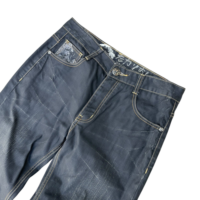Nippon Blue Printed Waxed Jeans – Japan Denim - vintageconcierge