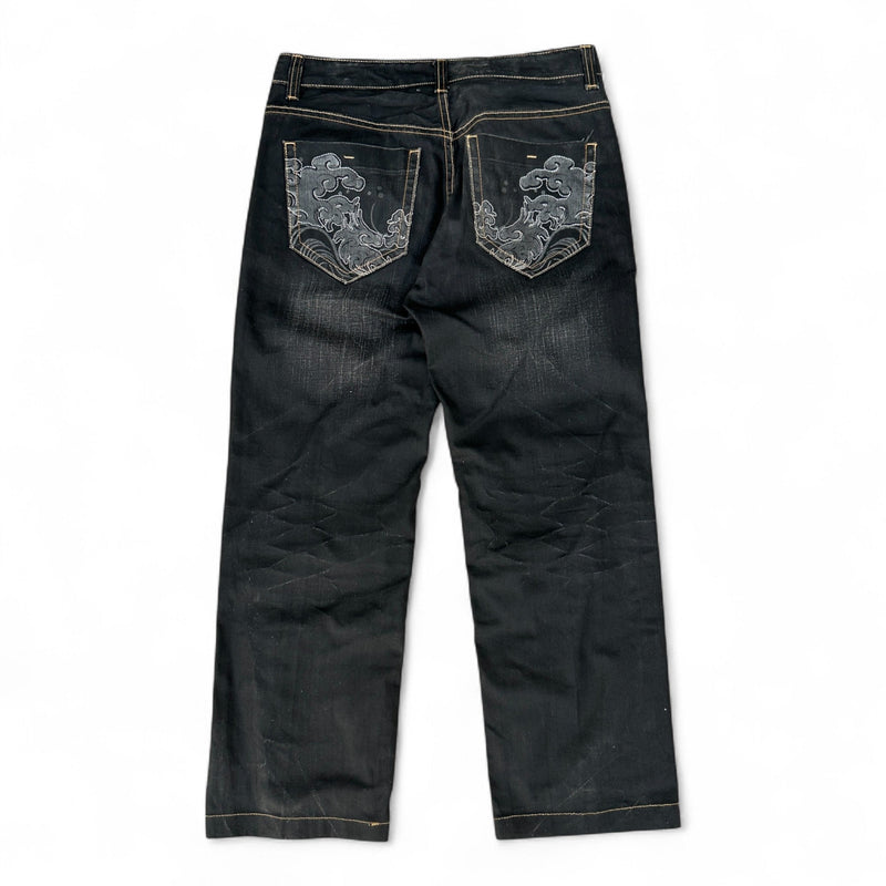 Nippon Blue Printed Waxed Jeans – Japan Denim - vintageconcierge