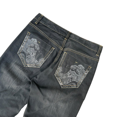 Nippon Blue Printed Waxed Jeans – Japan Denim - vintageconcierge