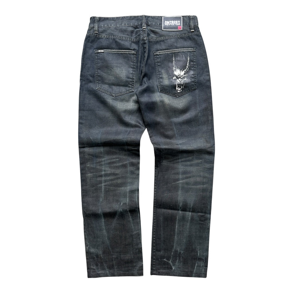 Oniarai Japanese Waxed Denim Jeans | W32 - vintageconcierge