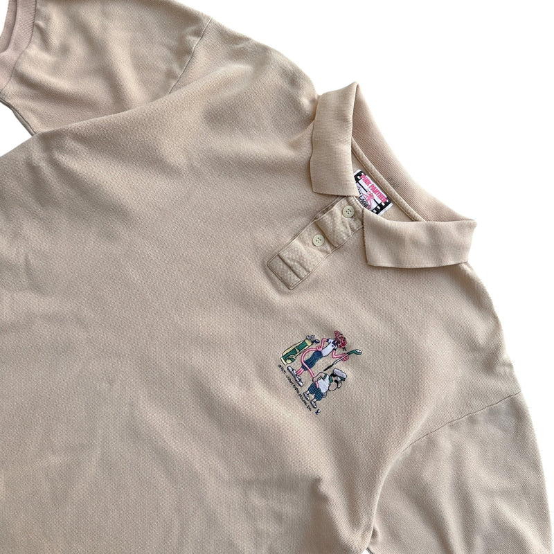 Pink Panther Village 1991 Golf Vintage Polo Shirt Apricot - vintageconcierge