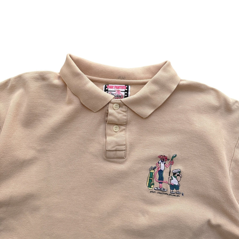 Pink Panther Village 1991 Golf Vintage Polo Shirt Apricot - vintageconcierge