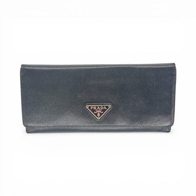Prada Saffiano Leather Wallet Portemonnaie Schwarz - vintageconcierge
